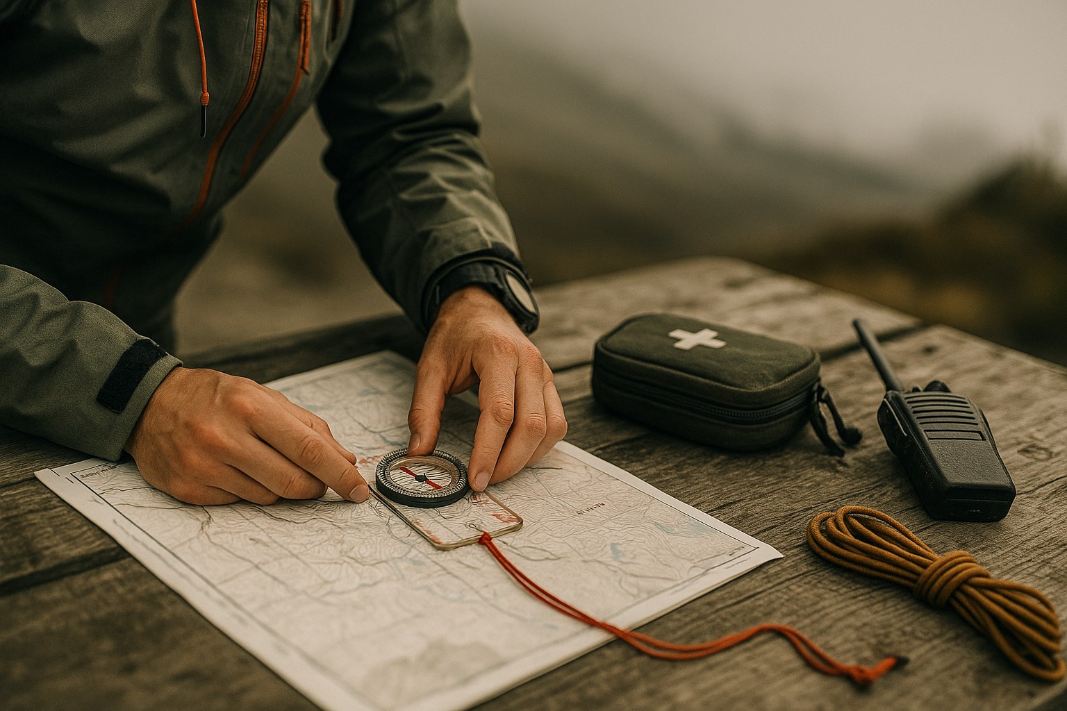 Outdoor risk operations using map and compass